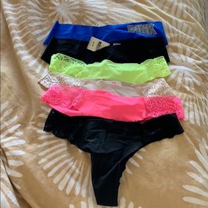 Six (6) Victoria’s Secret PINK thongs in XS